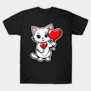 Cat Heart Balloon - Valentines Day T-Shirt